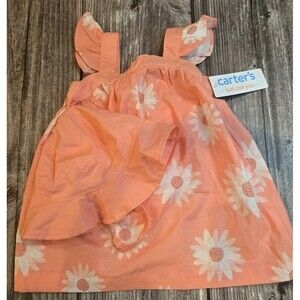 Carters 6 Month Sundress With Sun Bonnet NWOT Salmon/Coral Color (184)